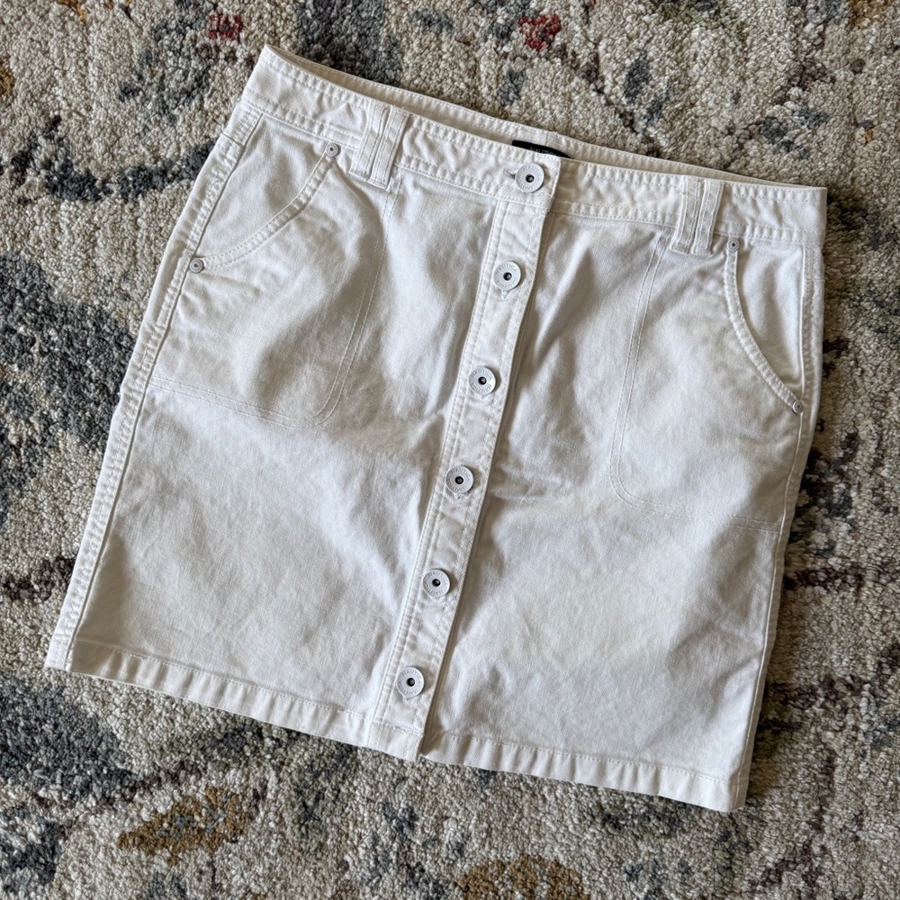 White Nautica Button-Front Denim Skirt 10